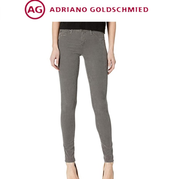 AG - Adriano Goldschmed Grey Corduroy 'The Legging Super Skinny' Mid-Rise Pant - Picture 1 of 14